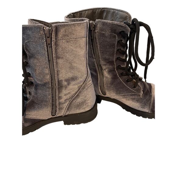 Madden Girl Velvet Gray Combat Boot Size Zip Lace Up Size 9.5 Prex RREXO1J1 - Picture 2 of 6
